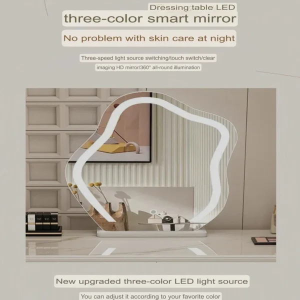 Smart Vanity Table - Dressing Table With LED Mirror and Chair 200cm - Image 7