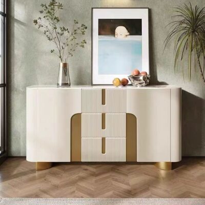 Luxury Console Table Crème with golden Accent 160cm
