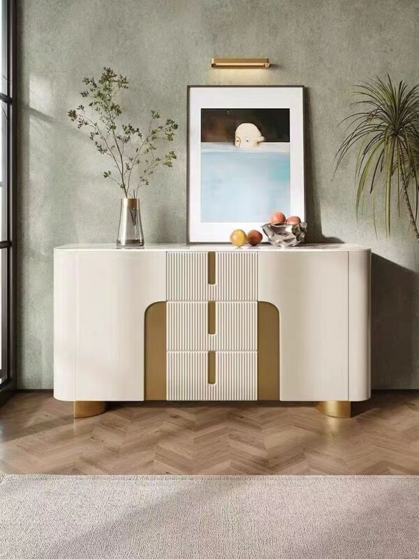 Luxury Console Table Crème with golden Accent 160cm
