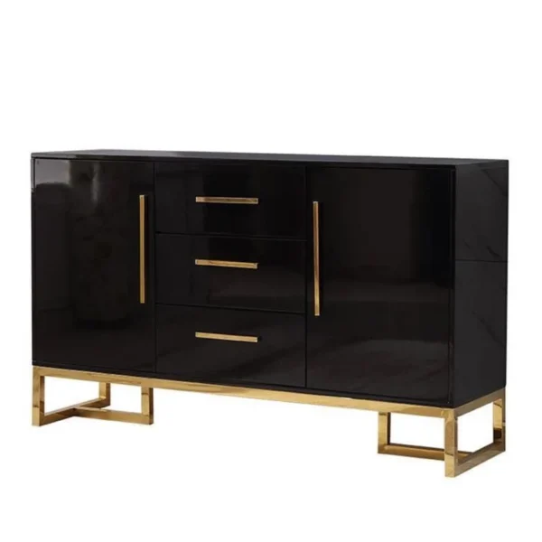 Console Table Black With Matt Gold Accent 150Cm - Image 2