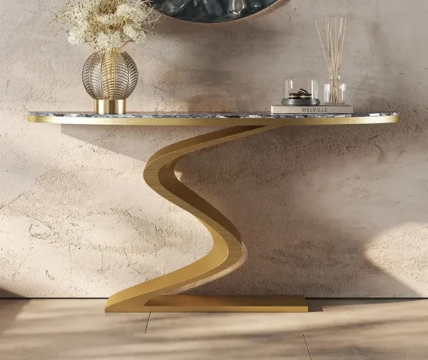 Metal Frame Console Table - Gold - Image 6