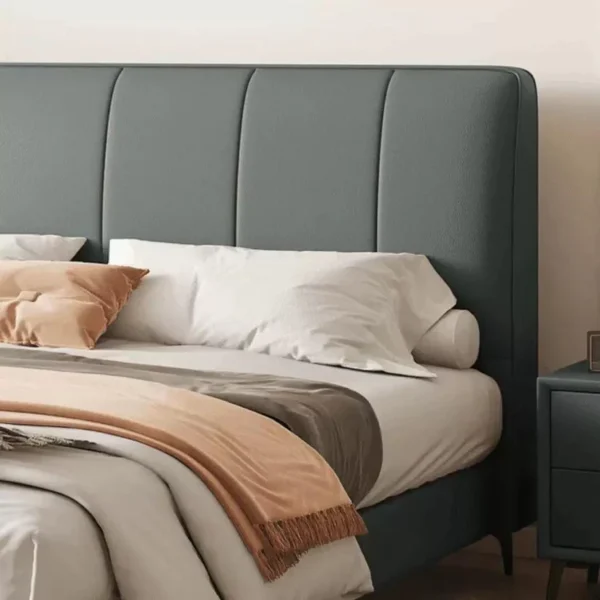 Modern bedframe Genuine Leather - King size - Gray - Image 2