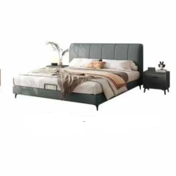 Modern bedframe Genuine Leather - King size - Gray - Image 3