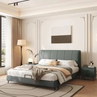 Modern bedframe Genuine Leather - King size - Gray