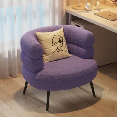 Modern Chair - Cozy Rounded Armchair with Soft Upholstery, Compact and Stylish for Living Room, Bedroom, or Office .