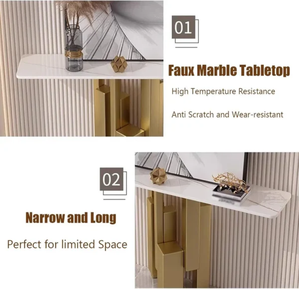 Modern Console Table - 160CM - Gold - Image 5