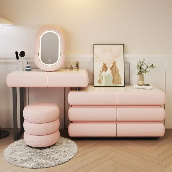 Pink Beauty Dresser - Vanity Dressing Table Pink 200Cm - Image 2