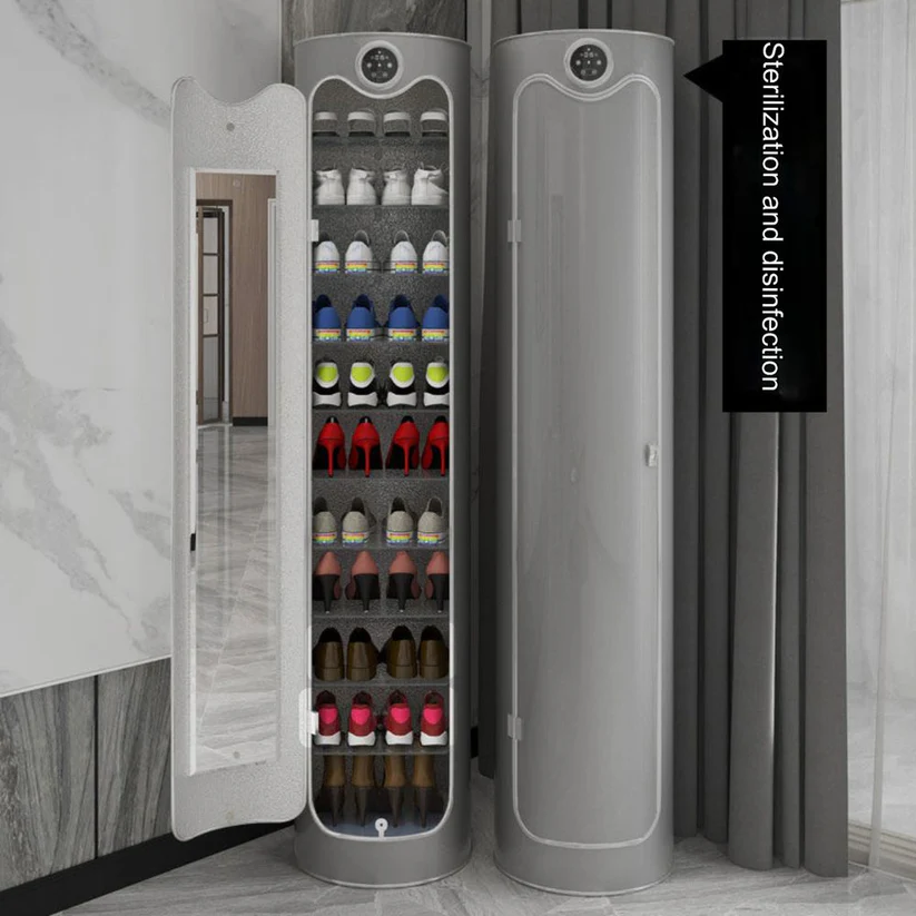 Shoe Cabinet with Ozone Sanitizer – Tall Mirror Door, Advanced Shoe Storage & Disinfection Solution - 212*45CM - Multiple Colors . - Image 9