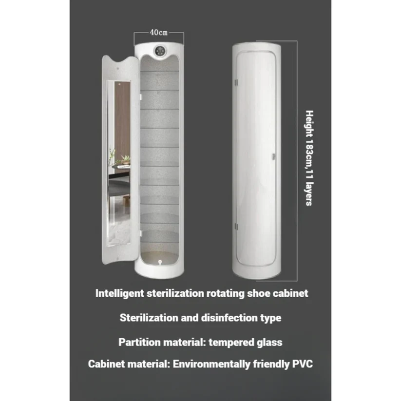 Shoe Cabinet with Ozone Sanitizer – Tall Mirror Door, Advanced Shoe Storage & Disinfection Solution - 212*45CM - Multiple Colors . - Image 3