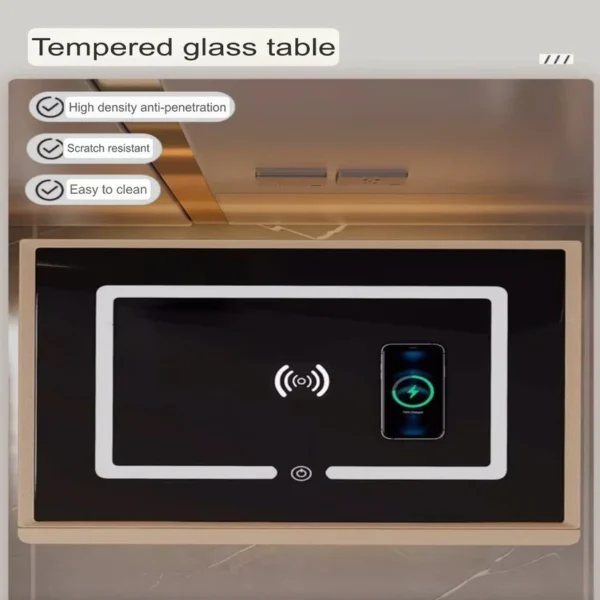 Smart Bedside table with Safe Box -LED Light - Wireless Charger - Image 3