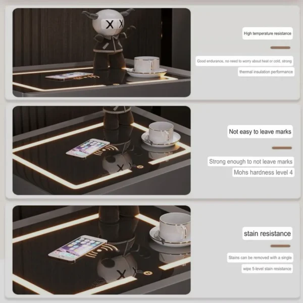 Smart Bedside table with Safe Box -LED Light - Wireless Charger - Image 2