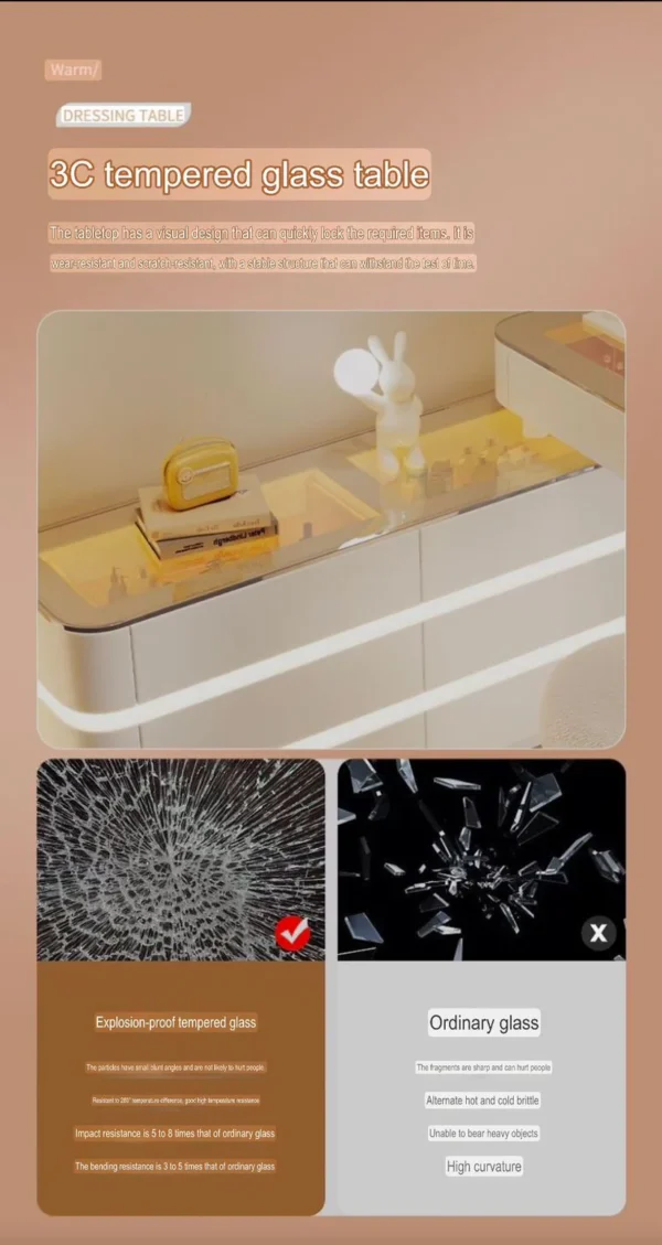 Vanity Table - Glass Top Adjustable 120cm To 220CM - Image 5