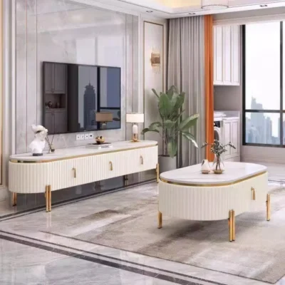 Coffee Tables - Marble Top - Golden Legs