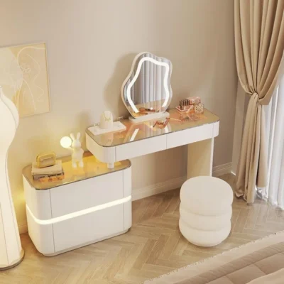 Unique Vanity Dresser - Dressing Table With LED Mirror and Chair, 120cm