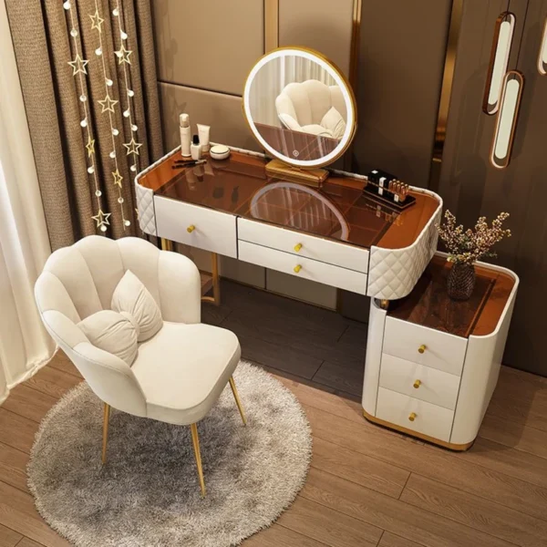 Vanity Table -Pure Beauty Dresser With Glass Top And Led Mirror 120cm