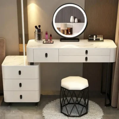 Vanity Table - Calm Beauty Dressing Table Marble Top And Stool 120cm