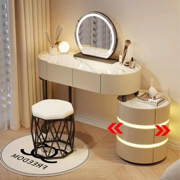 Vanity Table - Cool Beauty Dressing Table With Stool- Rounded Cabinet 120cm - Image 2