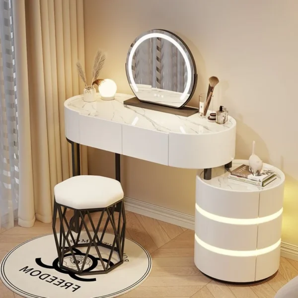 Vanity Table - Cool Beauty Dressing Table With Stool- Rounded Cabinet 120cm