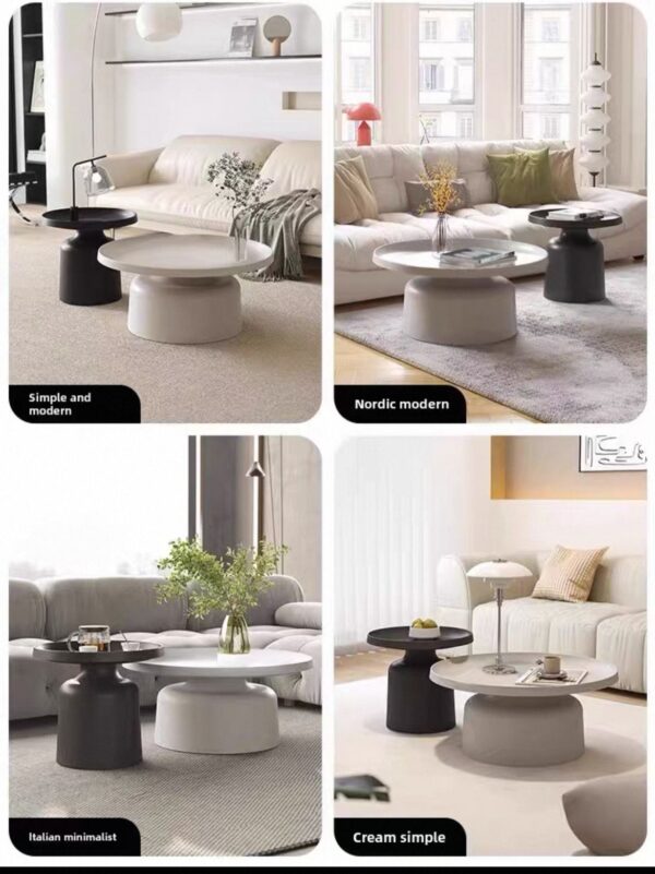 Modern Coffee Table Set - Metal Black And White Painted - Image 3