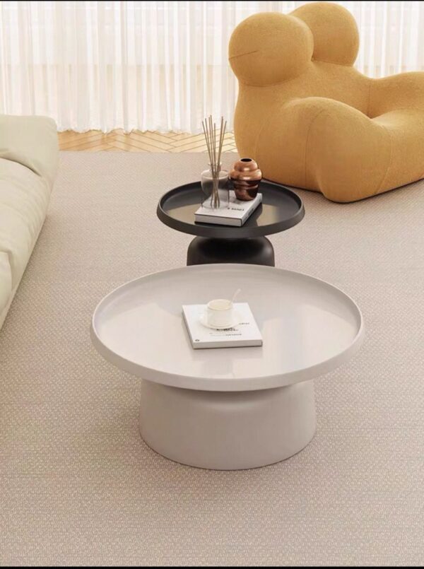 Modern Coffee Table Set - Metal Black And White Painted - Image 4