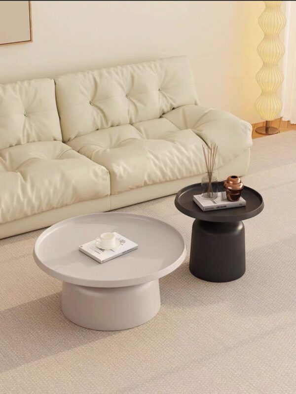 Modern Coffee Table Set - Metal Black And White Painted - Image 5