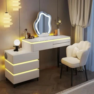 White Swan Vanity Dressing Table - LED light - Bluetooth Speaker 120cm