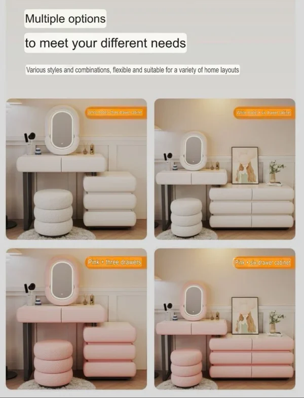 Modern Vanity Table -White Swan - Dressing Table Solid Wood Marble Top -200CM -White - Image 11