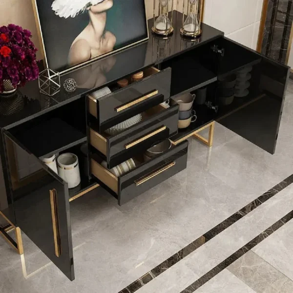 Console Table Black With Matt Gold Accent 150Cm - Image 5