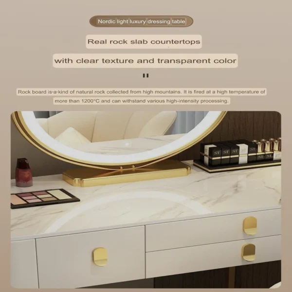 Modern Dressing Table Marble Top 120 CM White - Image 4