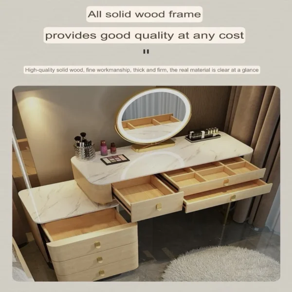 Modern Dressing Table Marble Top 120 CM White - Image 2