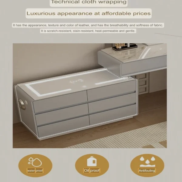 Smart Vanity Table - Dressing Table With LED Mirror and Chair 200cm - Image 3