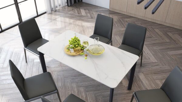 Modern Style Dining Chairs With Leather And Stainless Steel - Image 2