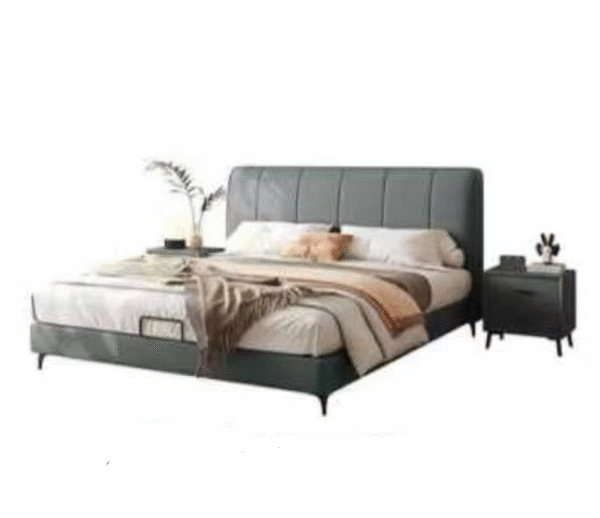 Modern Style Bed With Leather And Wood