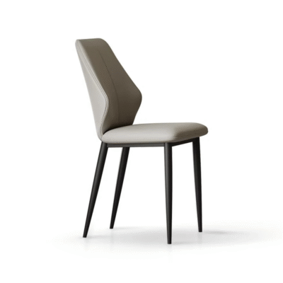 Elegant And Modern Dining Chair With Leather And Metal Feet