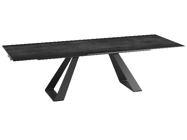 Modern Style Dining Table Adjustable Marble Top & Fiber Glass & Metal Legs - Image 2