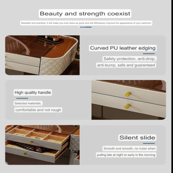 Vanity Table -Pure Beauty Dresser With Glass Top And Led Mirror 120cm - Image 2