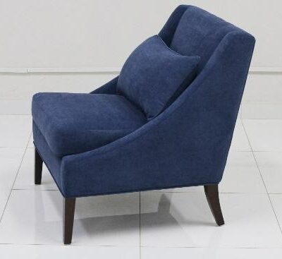 Deep Blue Contemporary Accent Chair with Wooden Legs