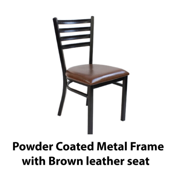 Brown Leather Restaurant Dining Chair - Image 2