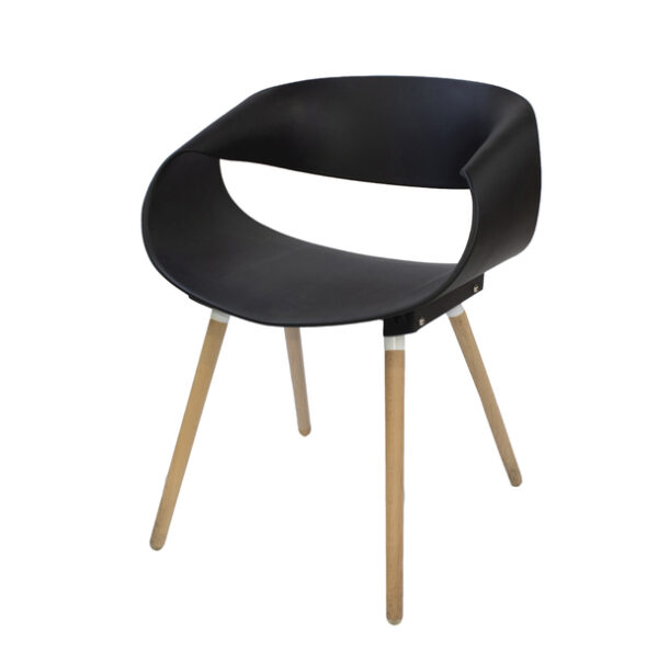 Modern PP Dining Chair with Wooden Legs