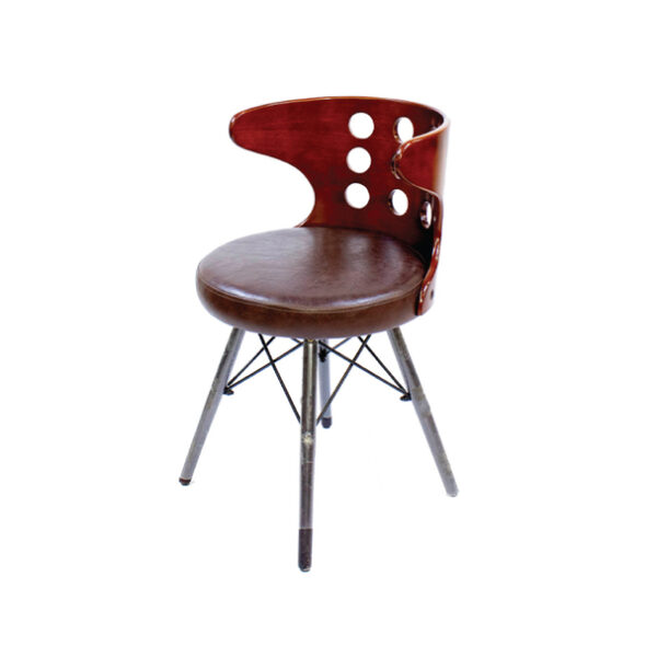 Curved Back Modern Style Leather Chair JP1129