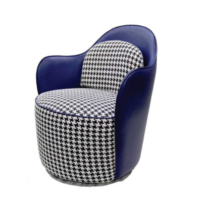 360° Degree Rotating Blue Premium Leather & Fabric Swivel Chair