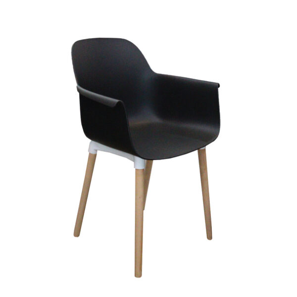 Dining Chair with Wooden Leg- Black JP1267A. - Image 3