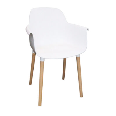 Dining Chair with Wooden Leg- White JP1267B