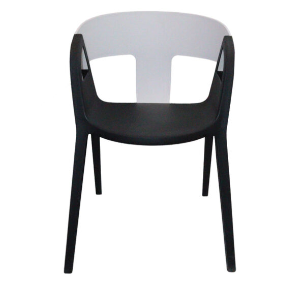 Modern Style Fiber Plastic Chair with Armrest in Black - Image 2