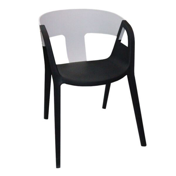 Modern Style Fiber Plastic Chair with Armrest in Black - Image 3