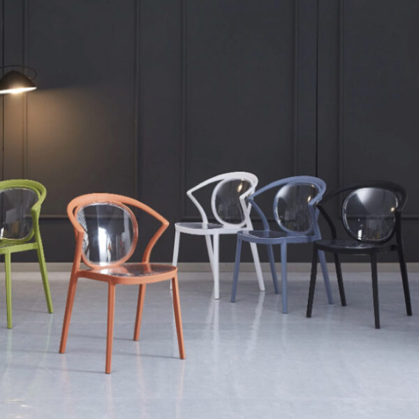 Garden Chairs Stackable Transparent Plastic Dining Room Chair - Image 2