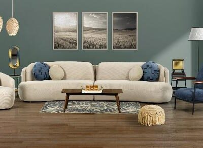 Neutral-Toned Cozy Modern Lounge Sofa Set