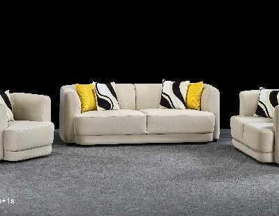 Warm Beige Modern Plush Sofa Set