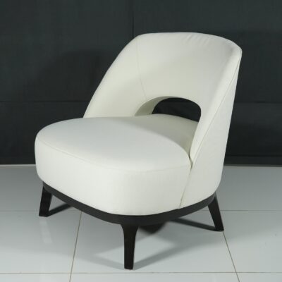 Modern White Curved Accent Arm Chair