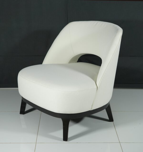 Modern White Curved Accent Arm Chair